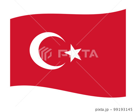トルコ・シリア地震支援　強く風になびくトルコの国旗