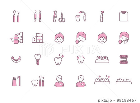 歯科クリニックでで使える診療内容のアイコン 1 ピンク 歯科クリニックでで使える診療内容のアイコン 1 ピンク 99193467