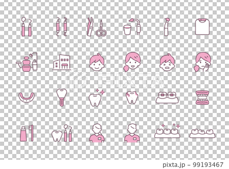 歯科クリニックでで使える診療内容のアイコン 1 ピンク 歯科クリニックでで使える診療内容のアイコン 1 ピンク 99193467