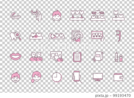 歯科クリニックでで使える診療内容のアイコン 2 ピンク 99193470