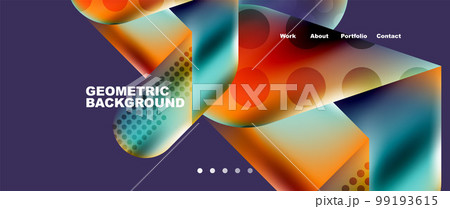 Landing page background template. Colorful plastic round shapes abstract composition. Vector illustration for wallpaper, banner, background Landing page background template. Colorful plastic round shapes abstract composition. Vector illustration for wallpaper, banner, background 99193615