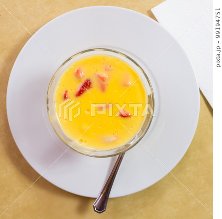 Vanilla mousse with strawberry Vanilla mousse with strawberry 99194751