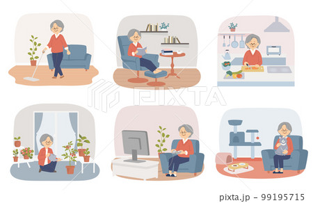 お家で趣味を楽しむシニア女性のライフスタイル お家で趣味を楽しむシニア女性のライフスタイル 99195715