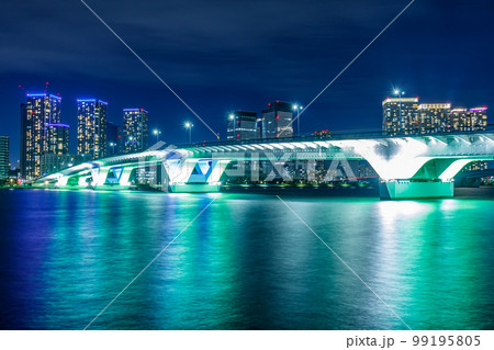 【東京の都市風景】東京ベイサイドの都市夜景（豊洲ぐるり公園） 99195805