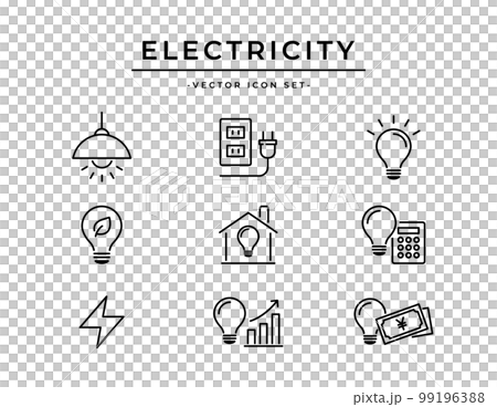 シンプルな電気関連のアイコンセット 99196388