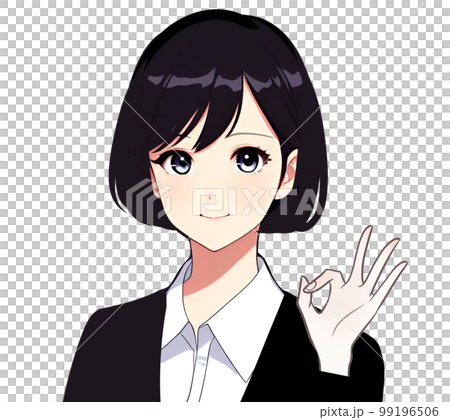 ボブ, 案内, 説明, 解説.黒髪, ブレザー, 制服, スーツ, ol, 学生, 会社員, 受付, ボブ, 案内, 説明, 解説.黒髪, ブレザー, 制服, スーツ, ol, 学生, 会社員, 受付, 99196506