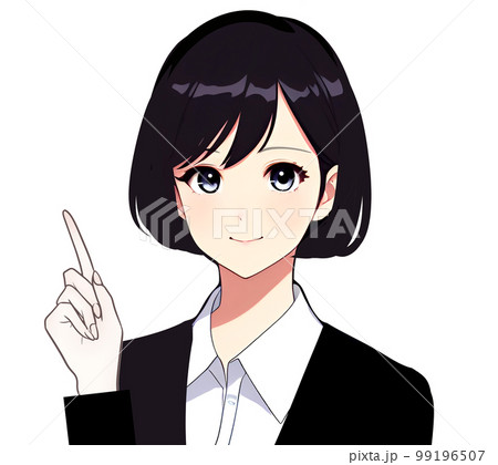 ボブ, 案内, 説明, 解説.黒髪, ブレザー, 制服, スーツ, ol, 学生, 会社員, 受付, 99196507