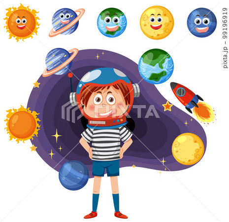 Kid wearing astronaut helmet 99196919