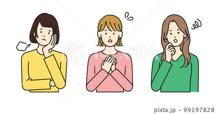 困っている女性3人セット 99197828