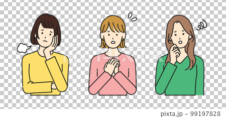 困っている女性3人セット 99197828
