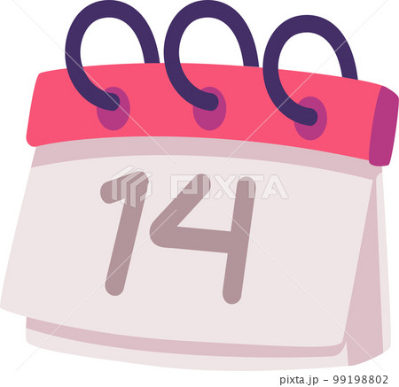 February 14 calendar icon. Valentine's day calendar. Happy anniversary concept 99198802