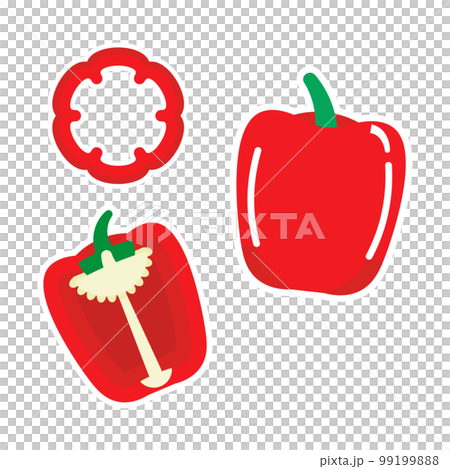 紅辣椒各種橫截面的矢量圖解 99199888