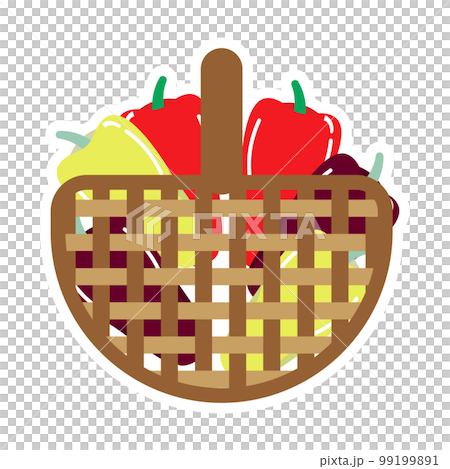 籃子裡彩色辣椒的簡單矢量圖解 99199891