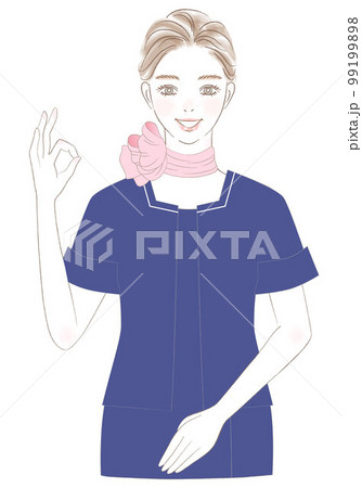 OKのサインを出すキャビンアテンダントの女性 99199898