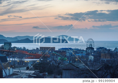 Top View of Koktebel village at morning. Crimea Top View of Koktebel village at morning. Crimea 99199904