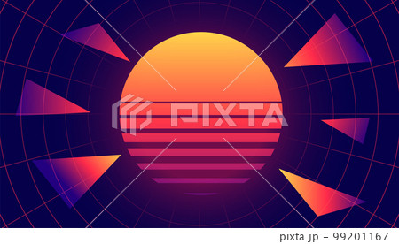 glowing retro futuristic background in geometric style 99201167
