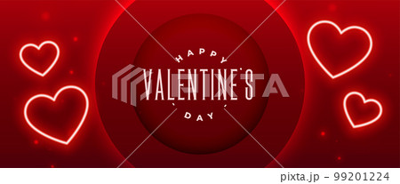valentines day romantic banner with glowing neon hearts valentines day romantic banner with glowing neon hearts 99201224