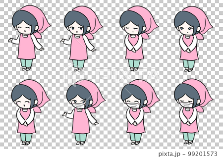 Cleaning Woman wearing work clothes Illustration Transparent material Supermarket lady clerk Hygiene manager Full body Cleaning Woman wearing work clothes Illustration Transparent material Supermarket lady clerk Hygiene manager Full body 99201573