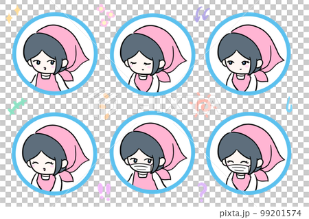 Cleaning Woman in work clothes Illustration Transparent material Supermarket lady clerk Hygiene manager Speech bubble Upper body Cleaning Woman in work clothes Illustration Transparent material Supermarket lady clerk Hygiene manager Speech bubble Upper body 99201574