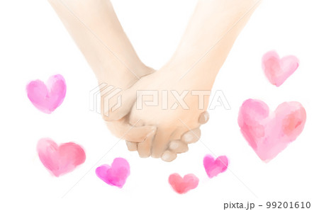 なかよく手を繋いでいるイラスト なかよく手を繋いでいるイラスト 99201610