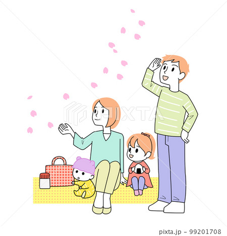 お花見をする家族 99201708