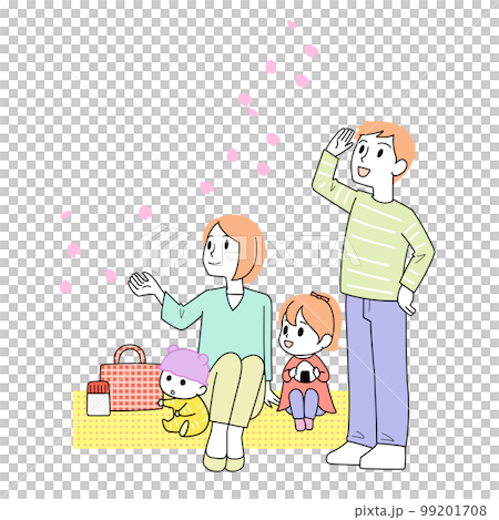 お花見をする家族 99201708