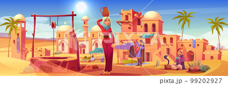 Ancient arab city with old houses in desert Ancient arab city with old houses in desert 99202927