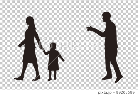 離婚をして家を出ていくシルエットイラスト 99203599