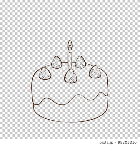 Strawberry Cake Cute hand-drawn illustration, line drawing 99203810