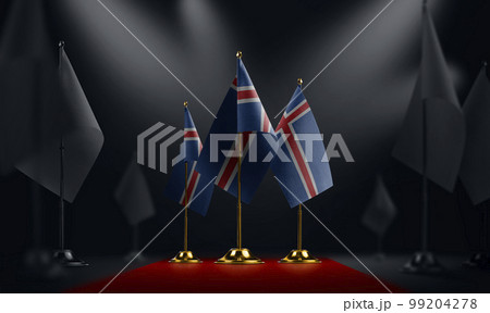 The Iceland national flag on the red carpet 99204278