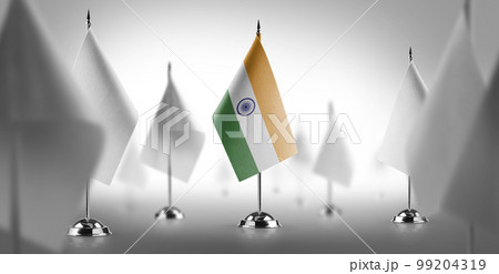 The national flag of the India surrounded by white flags 99204319