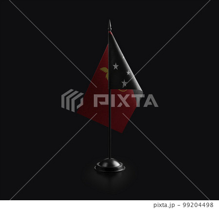 Small national flag of the Papua New Guinea on a black background 99204498