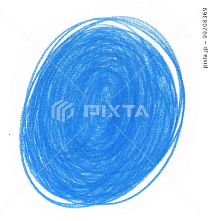 Blue Abstract Stain Drawn by Colored Pencil Isolated on White Background. Pastel Colored Spot for Decoration, Poster, Banner, Greeting Cards Design. 99208369