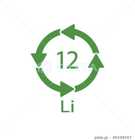 Battery recycling symbol 12 Li. Vector illustration 99208507