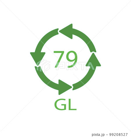 Gold plated glass. Glass recycling code 79 GL. Vector illustration 99208527