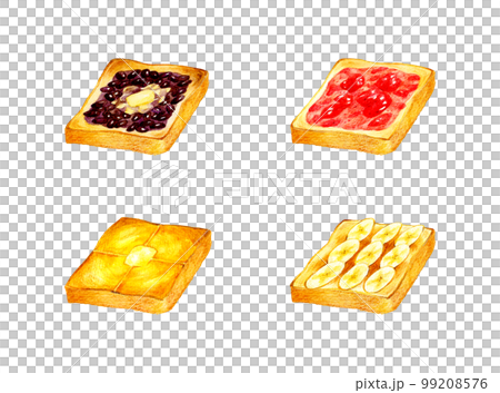 Sweets toast set illustration hand-painted watercolor illustration material for food and cafe menu 99208576