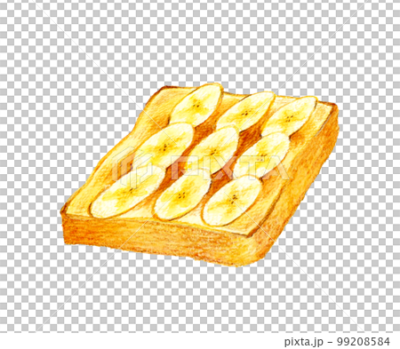Banana toast dish / cafe menu hand-painted watercolor illustration material Banana toast dish / cafe menu hand-painted watercolor illustration material 99208584