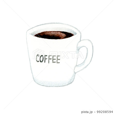 白いマグカップに入ったブラックコーヒー 料理・カフェメニューの手描き水彩イラスト素材 白いマグカップに入ったブラックコーヒー 料理・カフェメニューの手描き水彩イラスト素材 99208594
