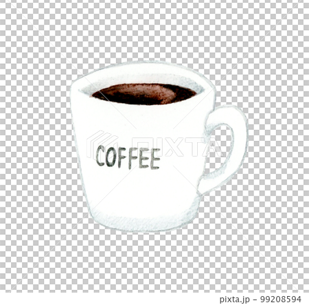 白いマグカップに入ったブラックコーヒー 料理・カフェメニューの手描き水彩イラスト素材 白いマグカップに入ったブラックコーヒー 料理・カフェメニューの手描き水彩イラスト素材 99208594