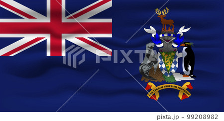 Waving flag of the country South Georgia and the South Sandwich Islands. Vector illustration. 99208982