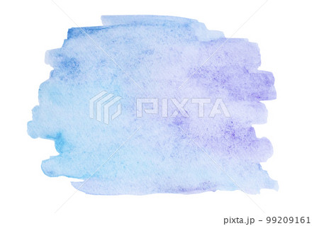 Abstract watercolor paint stain of blue and purple on textured paper isolated on a white background. Indeterminate shape. Abstract watercolor paint stain of blue and purple on textured paper isolated on a white background. Indeterminate shape. 99209161