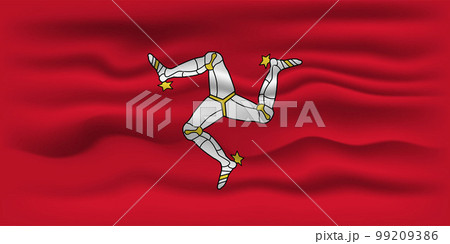 Waving flag of the country Isle of Man. Vector illustration. 99209386