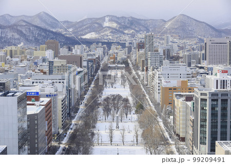 北海道・札幌 雪の大通公園と大倉山ジャンプ競技場(さっぽろテレビ塔からの眺め) 北海道・札幌 雪の大通公園と大倉山ジャンプ競技場(さっぽろテレビ塔からの眺め) 99209491