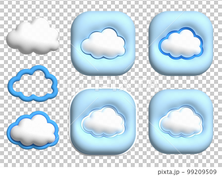 ぷっくり3Dの雲　アイコン　セット 99209509