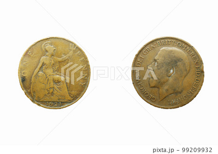 One penny coin 1921, Front and back One penny coin 1921, Front and back 99209932