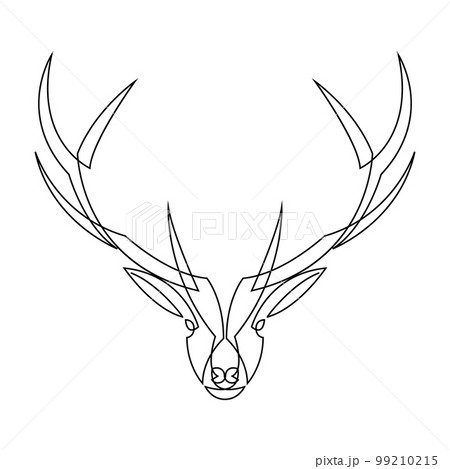 One line deer design silhouette. Hand drawn minimalism style vector illustration. 99210215