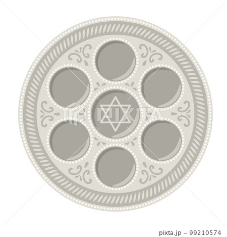 Happy Pesach Jewish Passover plate illustration. Holiday background with traditional symbols. 99210574