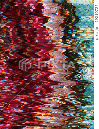 Glitch error. Digital pixel noise. Steel blue maroon striped pattern overlay. 99210722