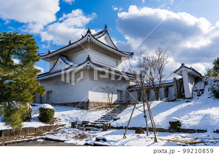 Nijo Castle moat Southeast Corner Yagura Turret with snow in winter. Kyoto, Japan. Nijo Castle moat Southeast Corner Yagura Turret with snow in winter. Kyoto, Japan. 99210859