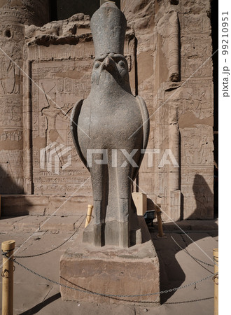 Statue of Egyptian god Horus, found in Edfu temple, Edfu Egypt 99210951